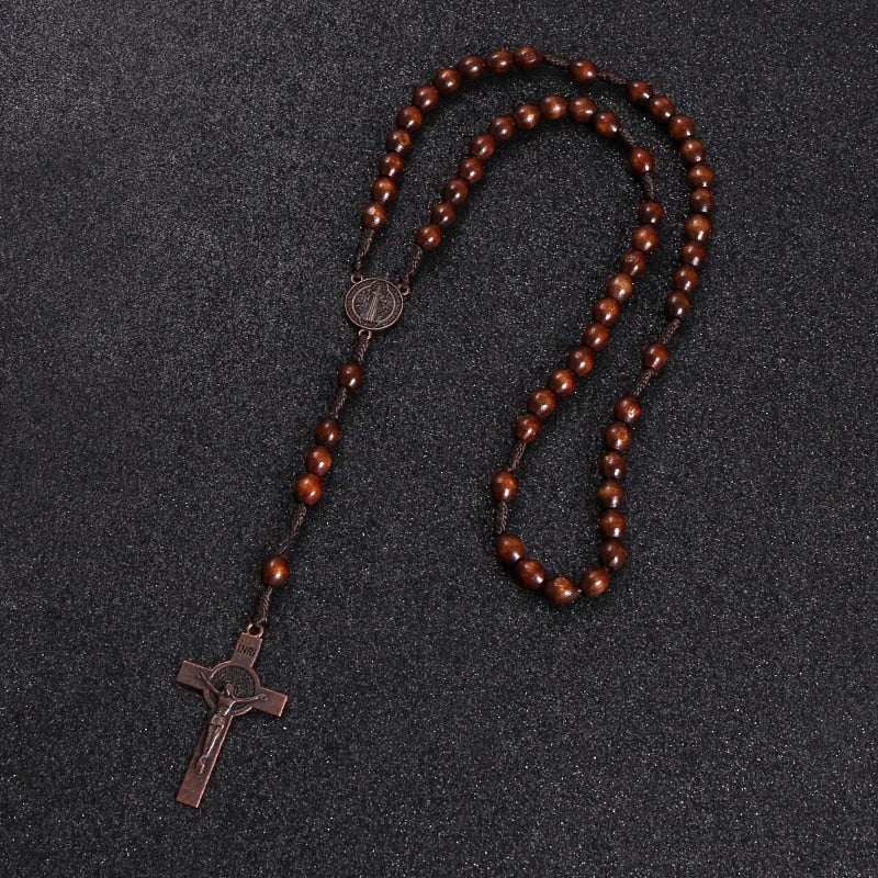 Jesus Wooden Rosary Beads