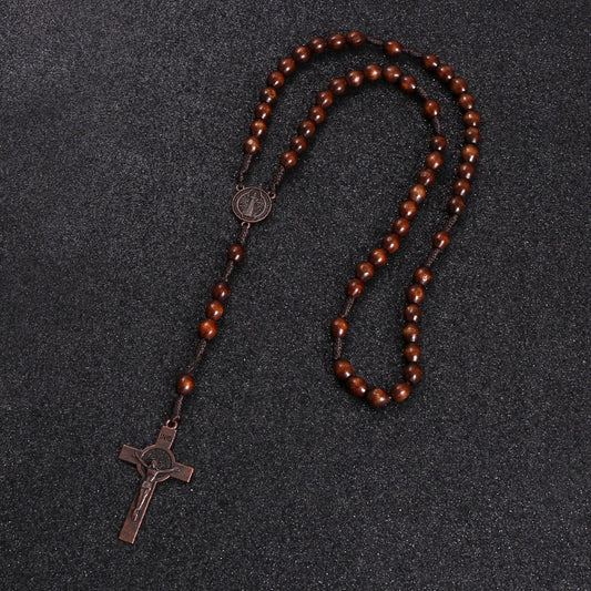 Jesus Wooden Rosary Beads