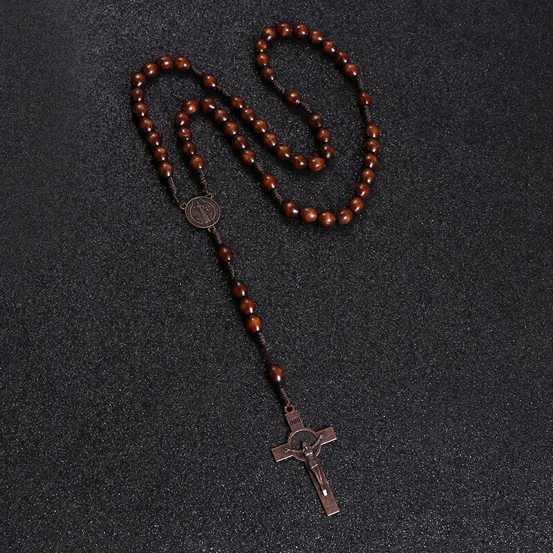 Jesus Wooden Rosary Beads