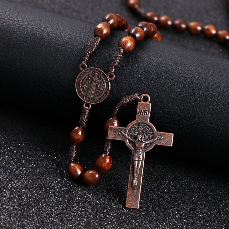 Jesus Wooden Rosary Beads