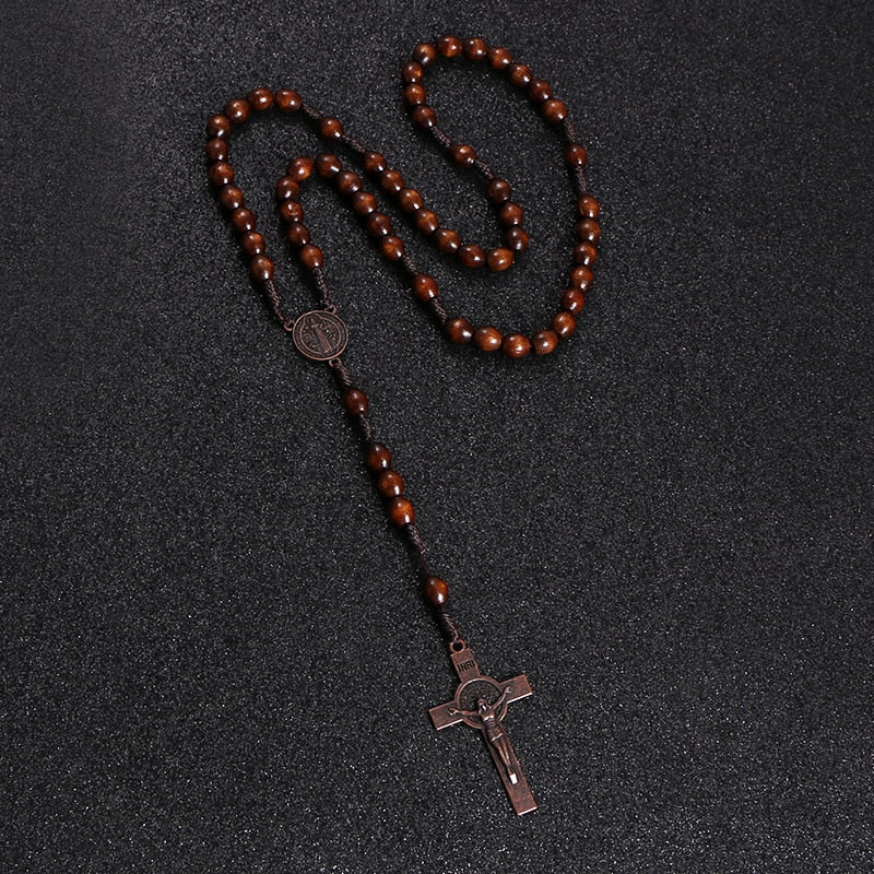 Jesus Wooden Rosary Beads